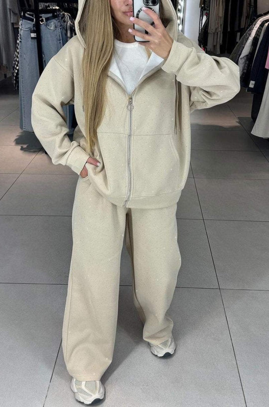 Damen Sportliches Sweat-Outfit mit Kapuze und weiter Passform Heidi-Mode