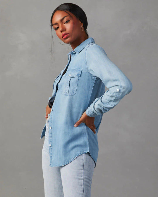 Damen Jeanshemd mit praktischen Brusttaschen und lässigem Schnitt Heidi-Mode