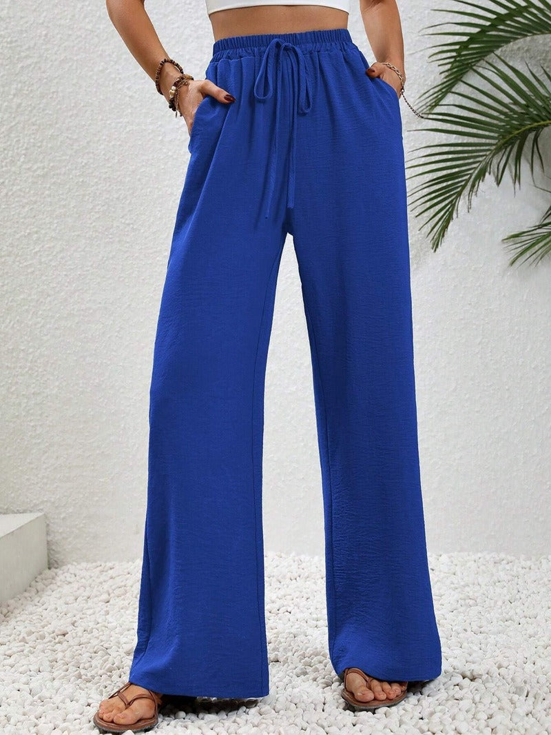 Damen Weite Sommerhose mit elastischem Bund und Tasche Heidi-Mode