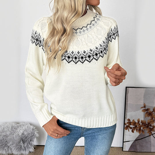 Damen Strickpullover mit traditionellem Norweger-Muster Heidi-Mode