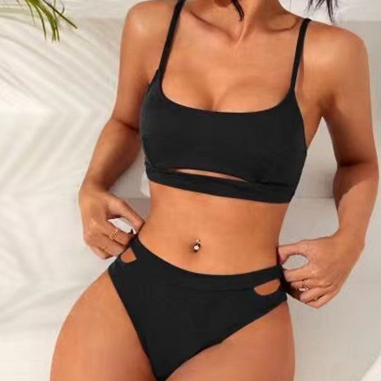 Damen Bikini-Set mit modischem Cut-Out-Design und high-waisted Unterteil Heidi-Mode