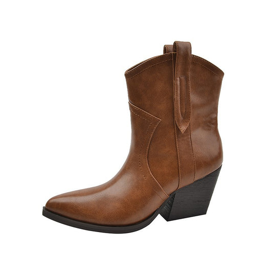 Damen modische Ankle Boots im eleganten Look mit spitzem Zehenbereich Heidi-Mode