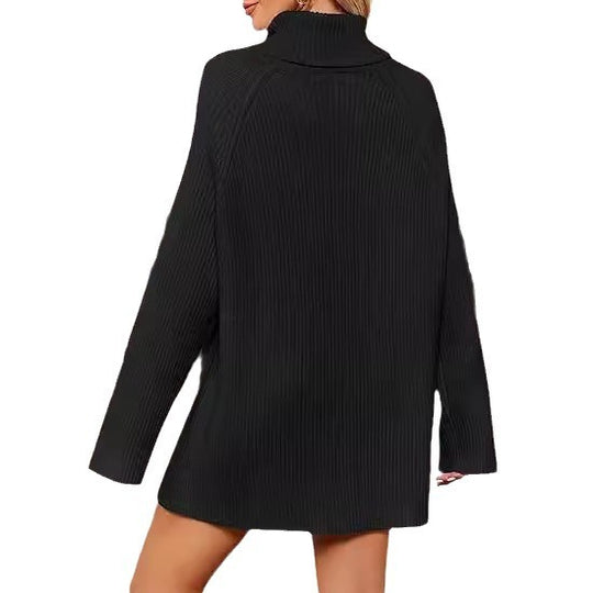 Damen Feinstrickpullover mit hohem Kragen und weitem Schnitt Heidi-Mode