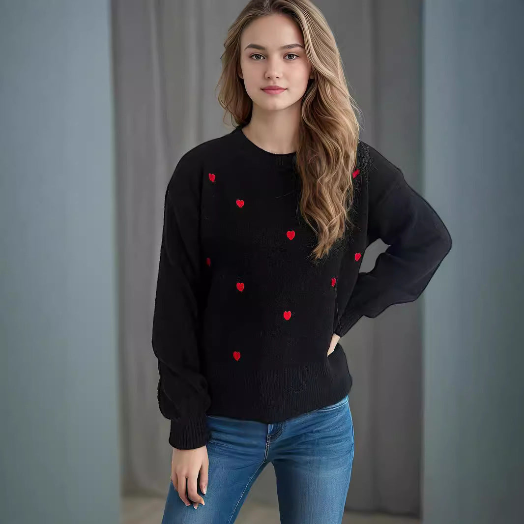 Damen Pullover mit verspieltem Herzdesign Heidi-Mode