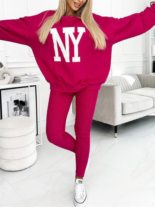 Damen Oversized Grafik Pullover und Leggings Set Heidi-Mode