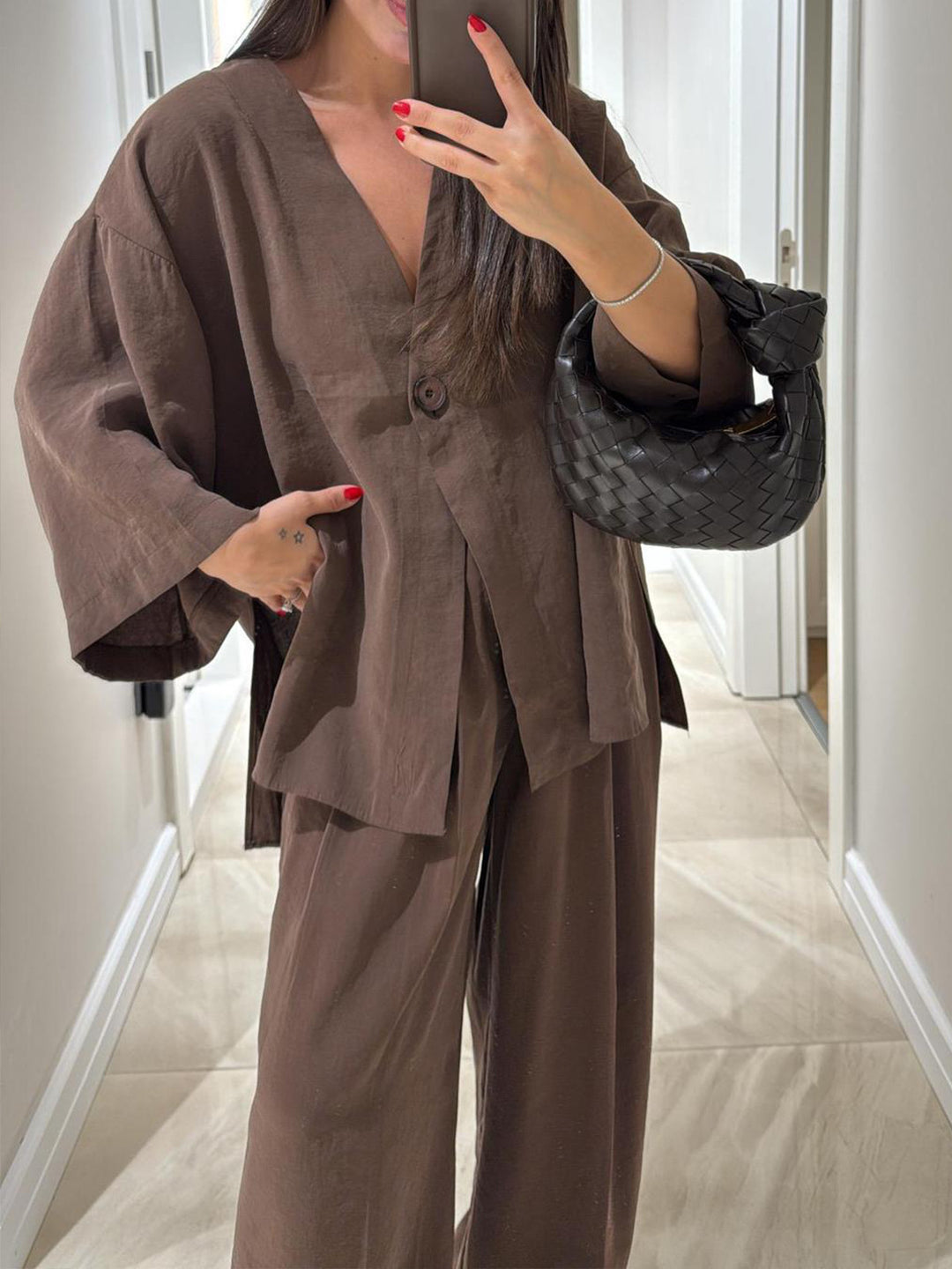 Damen lässiger Leinen-Hosenanzug Heidi-Mode