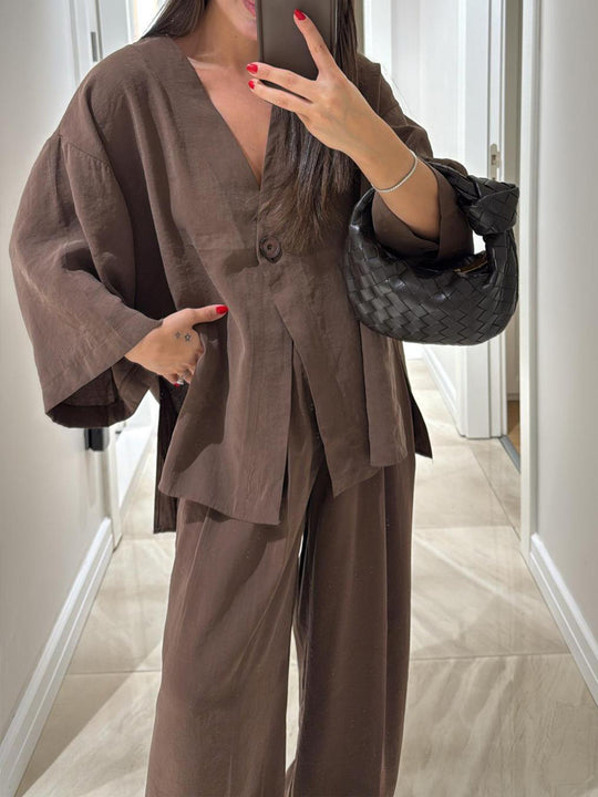 Damen lässiger Leinen-Hosenanzug Heidi-Mode