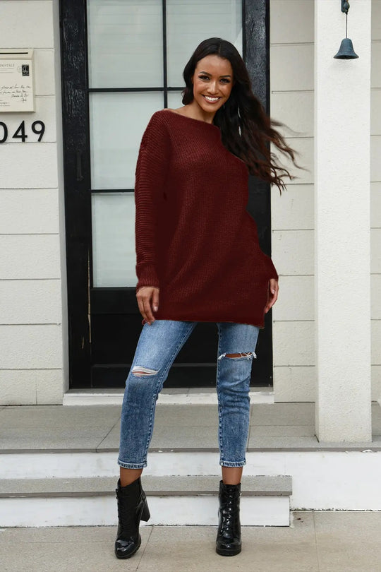 Damen Oversized Strickpullover mit Struktur und weitem Schnitt Heidi-Mode