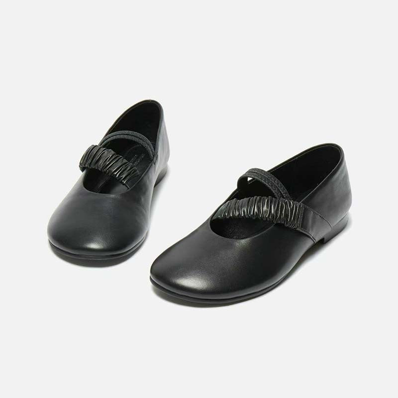 Femme Elegante Slip-On Ballett Flats mit gerafftem Knöchelriemen Detail Heidi-Mode
