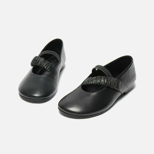 Femme Elegante Slip-On Ballett Flats mit gerafftem Knöchelriemen Detail Heidi-Mode