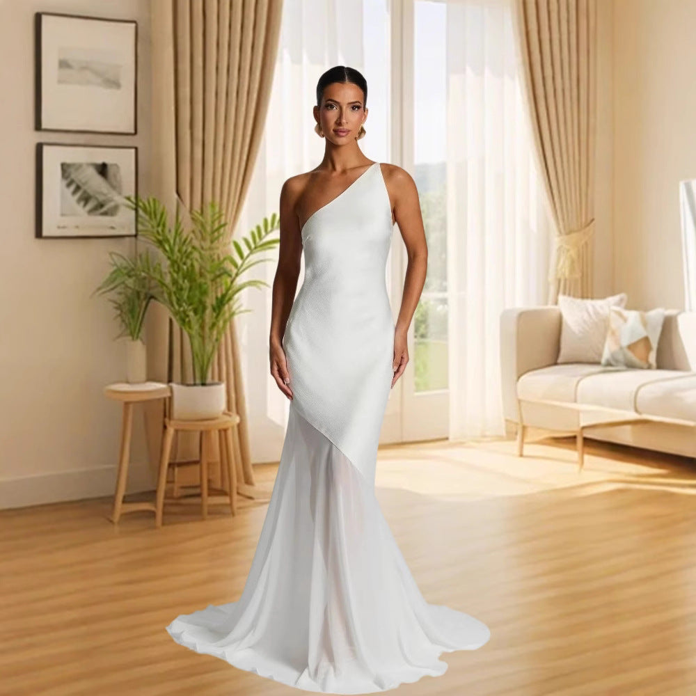 Damen asymmetrisches Abendkleid Heidi-Mode