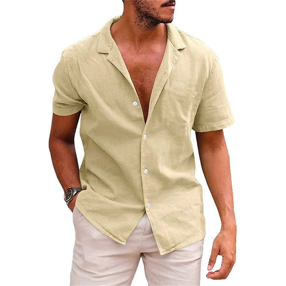 Herren Kurzarm Freizeit-Hemd aus leichtem Leinen Heidi-Mode