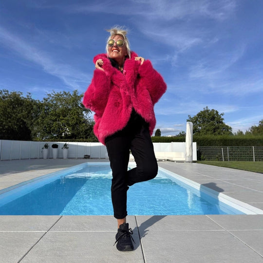 Damen Modische Fleecejacke mit weich gefüttertem Kragen und weitem Schnitt Heidi-Mode