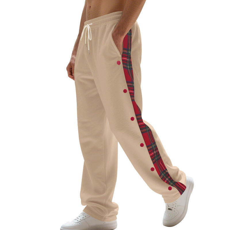 Herren Jogginghose mit seitlichen Knöpfen und pattern akzenten Heidi-Mode