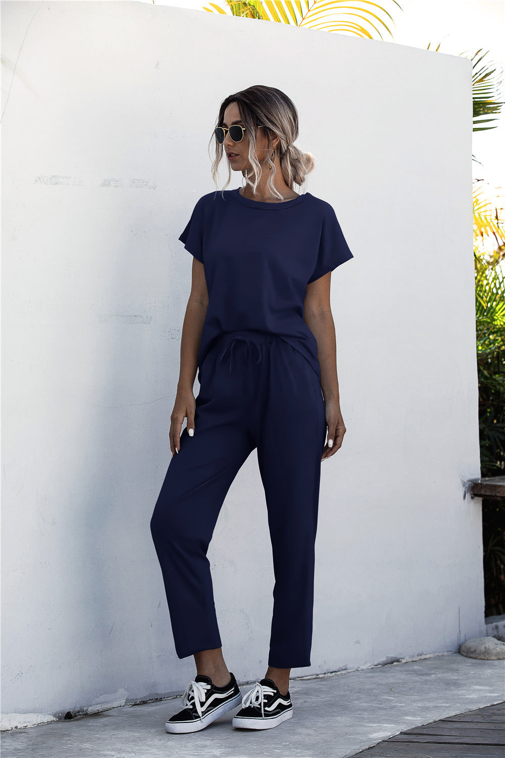 Damen Loungeanzug mit lockerem Schnitt und elastischem Bund Heidi-Mode