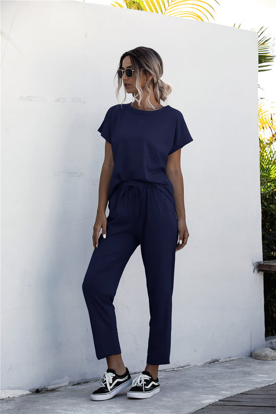 Damen Loungeanzug mit lockerem Schnitt und elastischem Bund Heidi-Mode