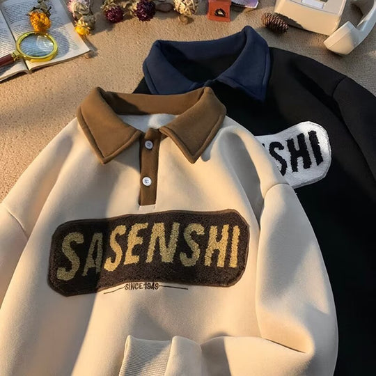 Herren Poloshirt mit einzigartigem Einstieg und kontrastivem Kragen Heidi-Mode