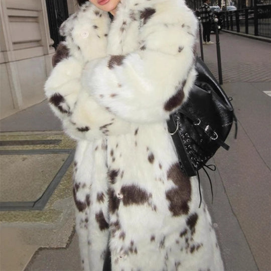 Damen Luxuriöse Kunstfelljacke mit auffälligem Tiermuster Heidi-Mode