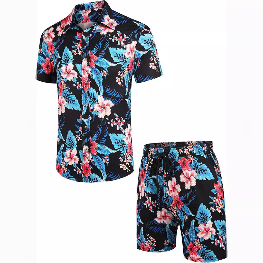 Herren kurzärmliges Hemd und Badeshorts Set Heidi-Mode