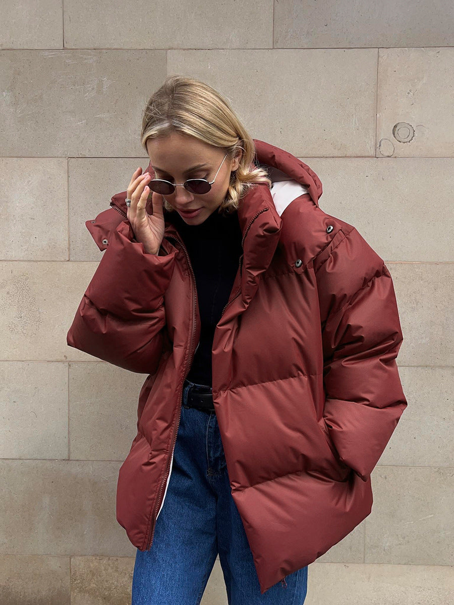 Damen sportliche Daunenjacke mit hohem Kragen und voluminösem Schnitt Heidi-Mode