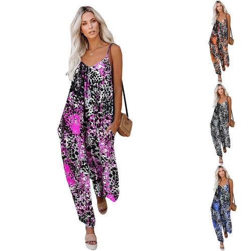 Damen Jumpsuit mit lässigem Schnitt und modischem Leopardenmuster Heidi-Mode