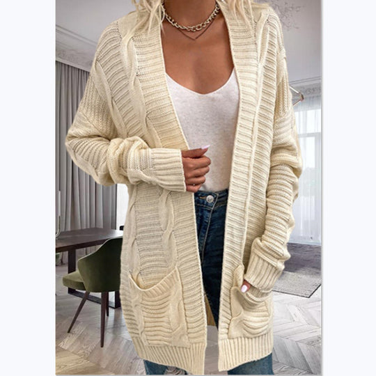 Damen Strickcardigan mit strukturiertem Design und großen Taschen Heidi-Mode