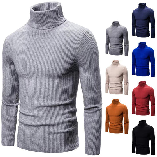 Herren Hochwertiger Rollkragenpullover aus feiner Rippstruktur Heidi-Mode