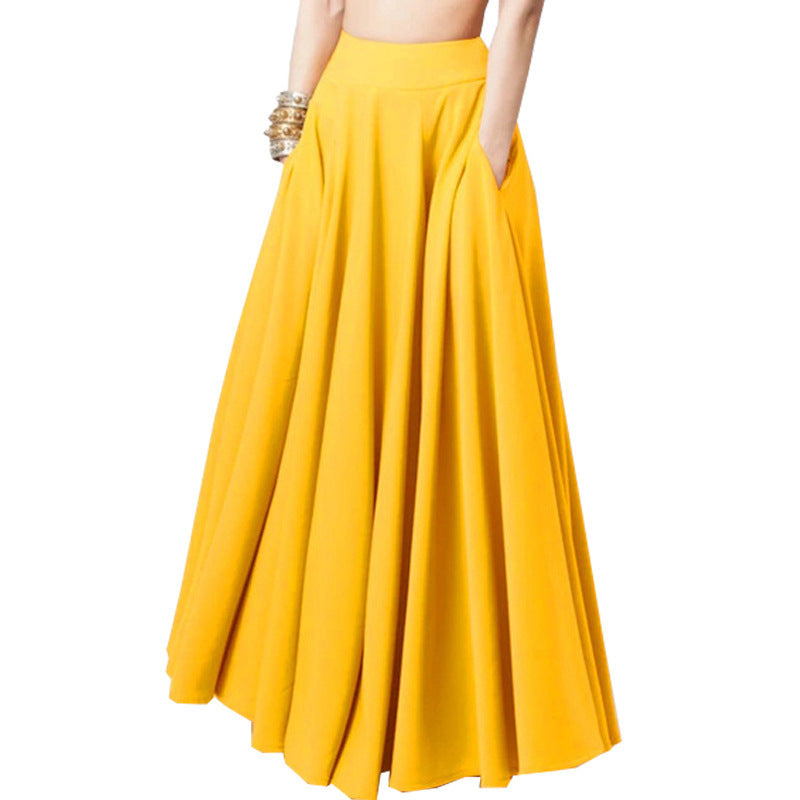 Damen Luftiger Maxi-Rock mit hohem Taillenbund Heidi-Mode