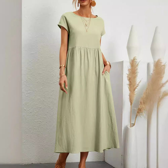 Damen Maxikleid aus leichtem, luftdurchlässigem Stoff Heidi-Mode