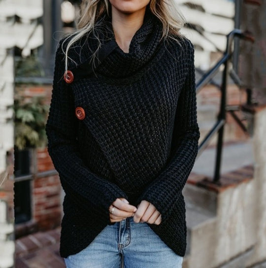 Damen Strickjacke mit asymmetrischem Verschluss und komfortablem Kragen Heidi-Mode