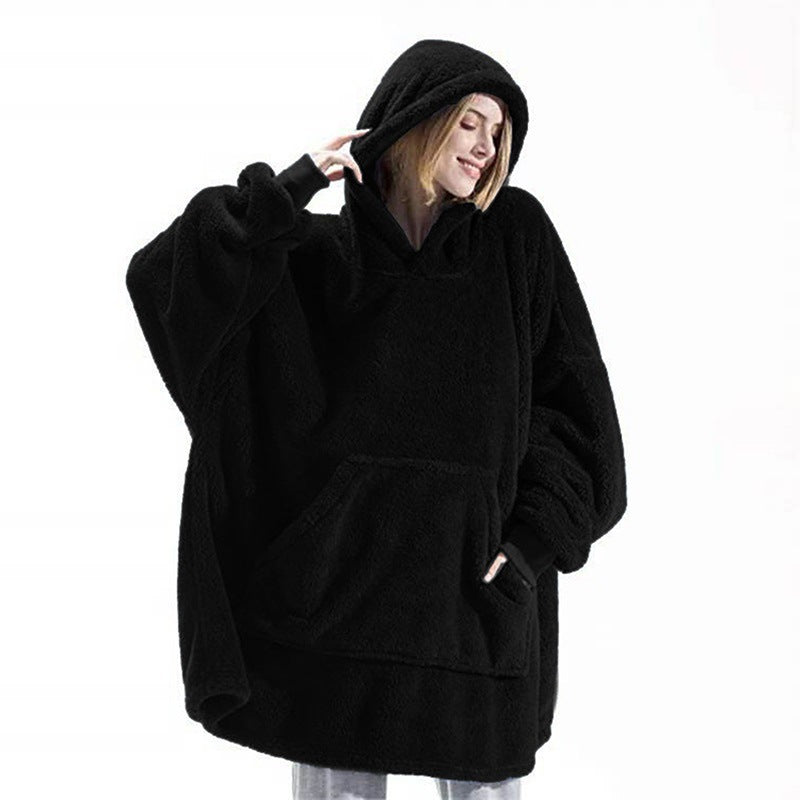 Damen Kuschelige Oversize-Hoodiejacke aus Fleece mit Kängurutasche Heidi-Mode