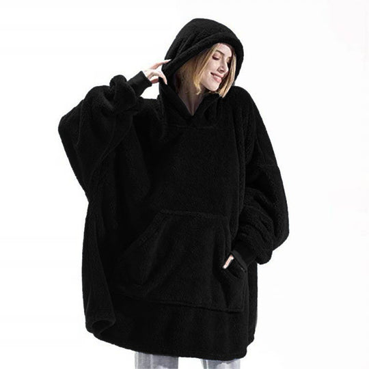 Damen Kuschelige Oversize-Hoodiejacke aus Fleece mit Kängurutasche Heidi-Mode
