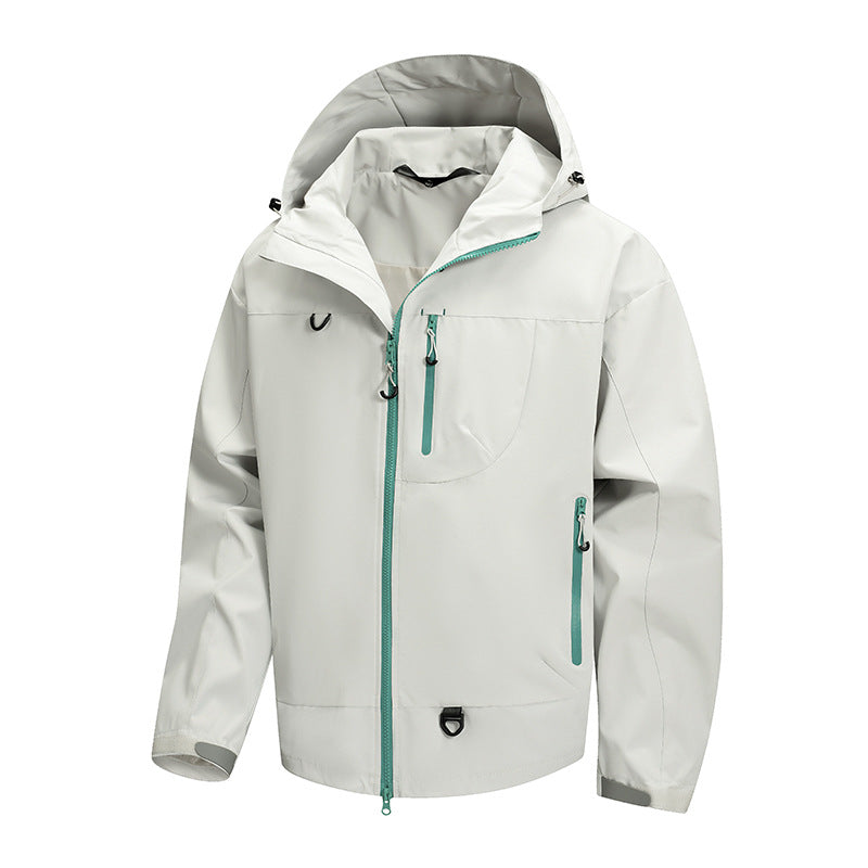 Herren technische Outdoor-Jacke mit Gewebe und verstellbarem Kapuzensystem Heidi-Mode