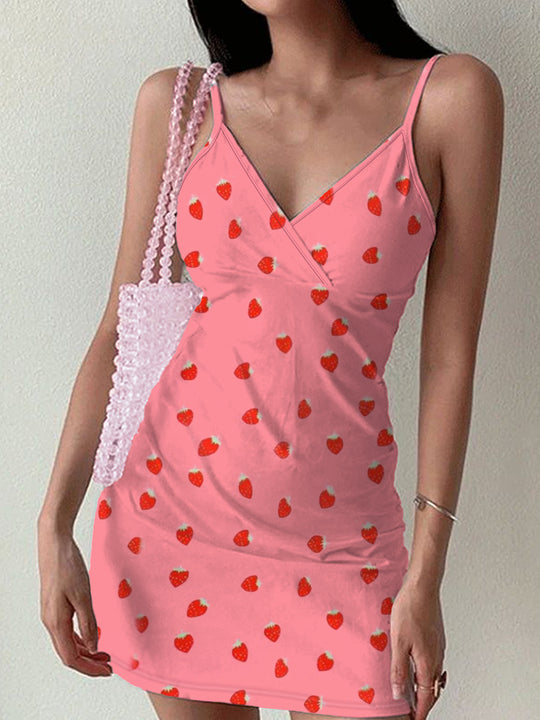 Damen Minikleid mit erfrischendem Erdbeer-Design Heidi-Mode