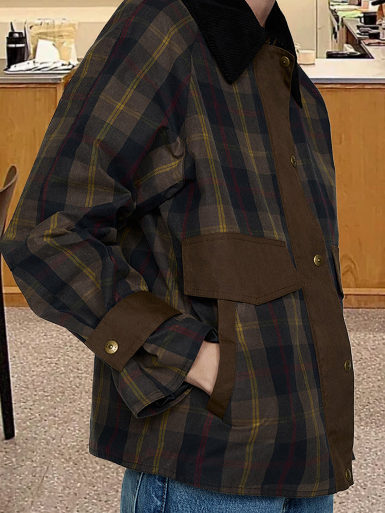 Damen Karierte Utility-Jacke mit praktischem Button-Detail und lässigem Schnitt Heidi-Mode