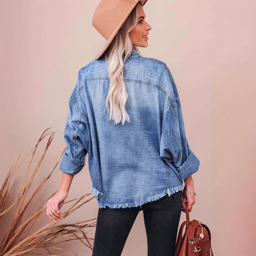 Damen Oversized Jeanshemd mit praktischen Brusttaschen und lässigem Schnitt Heidi-Mode