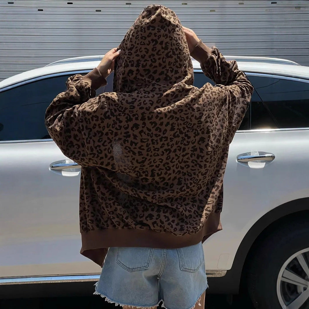 Damen Kapuzenpullover mit modischem Animal-Print Heidi-Mode