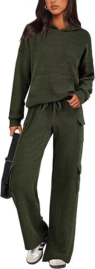 Damen Bequemes Lounge-Set mit Kapuze und weiten Hosen Heidi-Mode