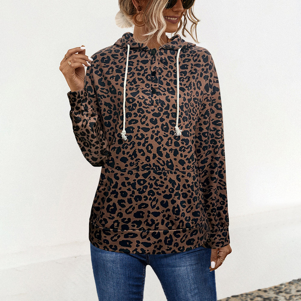 Damen Kapuzenpullover mit exklusivem Tiermuster und bequemer Passform Heidi-Mode