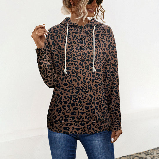Damen Kapuzenpullover mit exklusivem Tiermuster und bequemer Passform Heidi-Mode