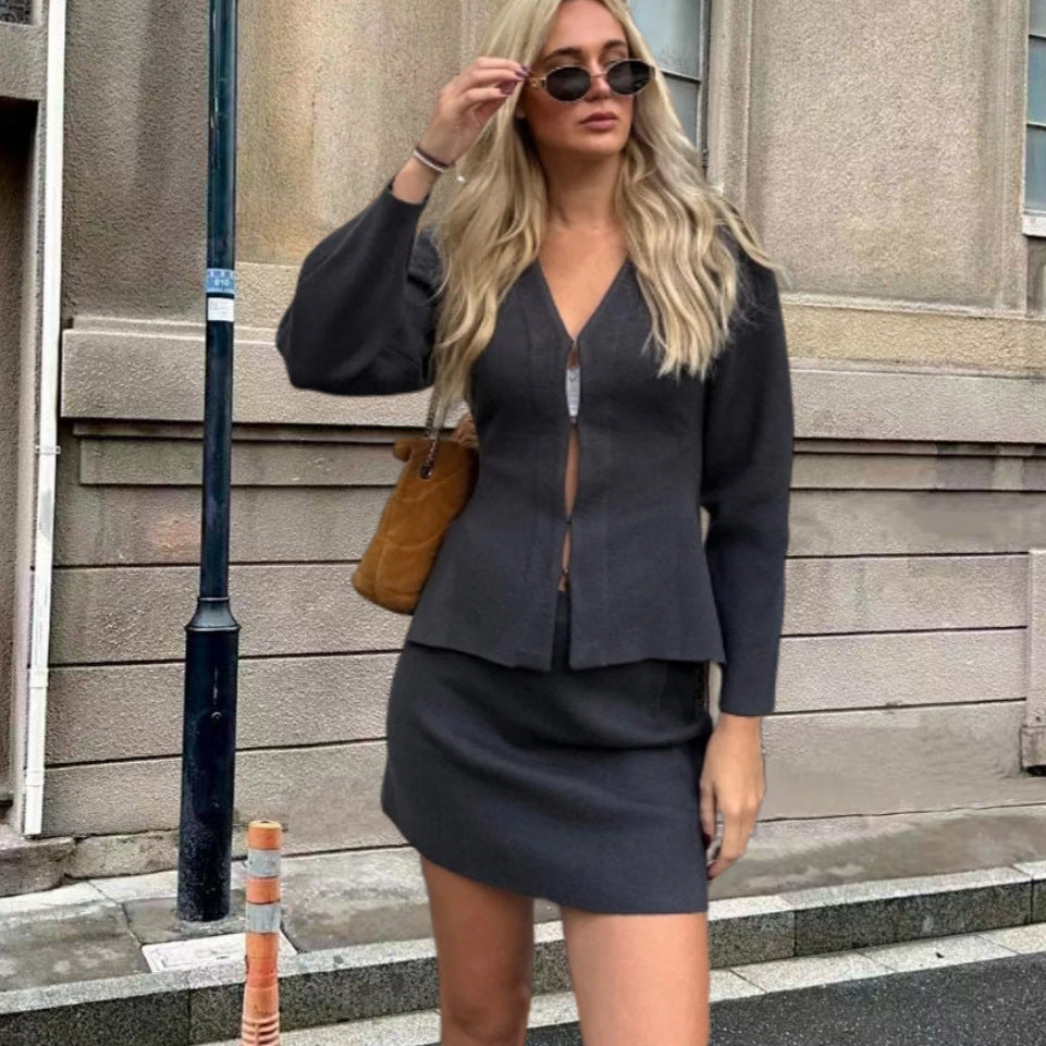 Damen Blazer und Rock Set mit elegantem Schnitt und modischem Design Heidi-Mode