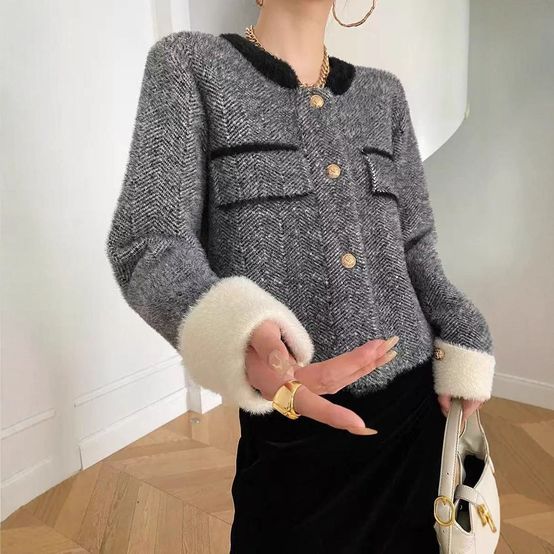 Damen Modischer Strickjacke mit Struktur und eleganten Knopfdetails Heidi-Mode