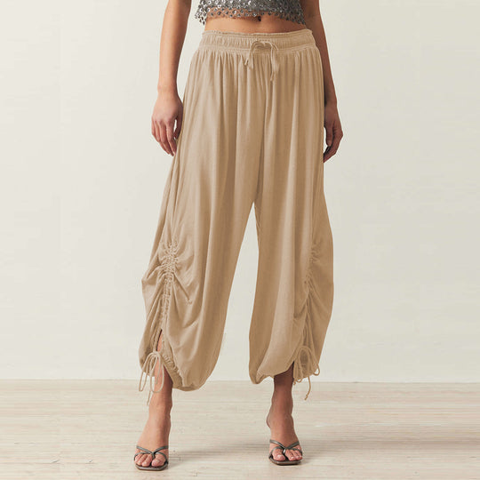 Damen Bequeme Haremshose mit raffinierten Rüschendetails Heidi-Mode
