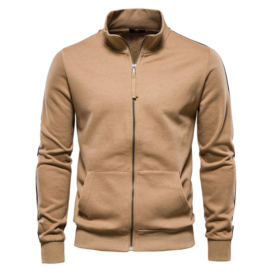 Herren Sweatjacke mit hohem Kragen und durchgehendem Reißverschluss Heidi-Mode