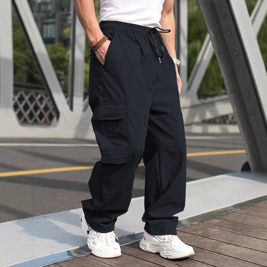 Herren moderne Cargohose mit elastischem Bund und multifunktionalen Taschen Heidi-Mode