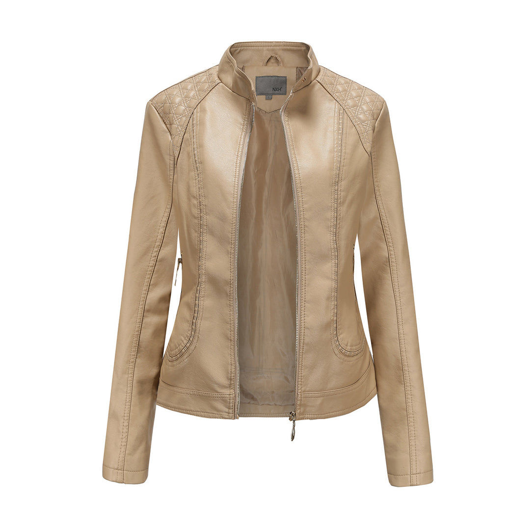 Damen Kunstlederjacke mit modischen Steppdetails Heidi-Mode