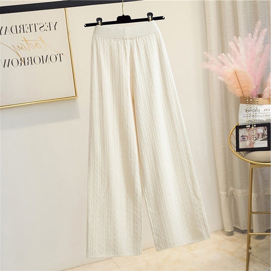 Damen Weite Strickhose mit Zopfmuster Heidi-Mode