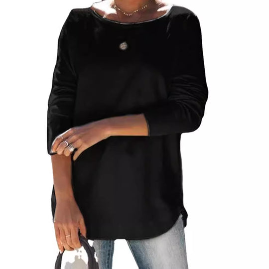 Damen gemütlicher Longsleeve mit weitem Ausschnitt Heidi-Mode