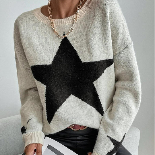 Damen Großer Stern Pullover Heidi-Mode