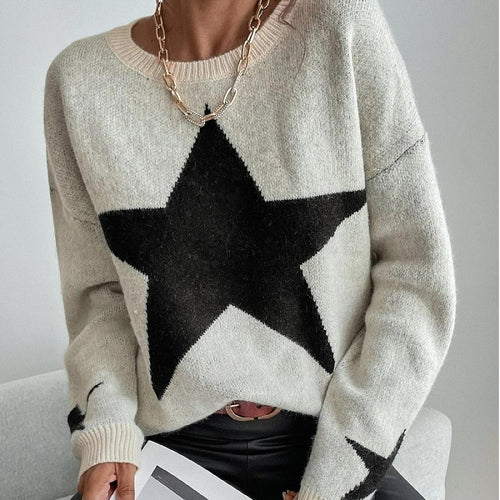 Damen Großer Stern Pullover Heidi-Mode